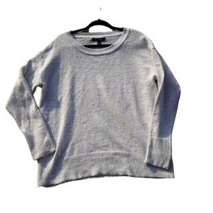 Ellen Tracy Non Itch Pullover Jewel Neck Sweater WEDIRU Stone Heather Gray Sz L